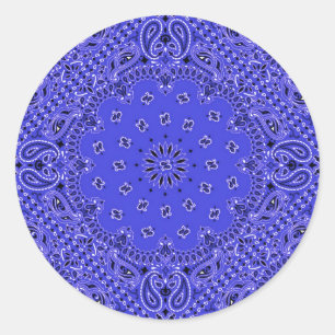 Indigo Blue Paisley Western Bandana Scarf Print Ronde Sticker