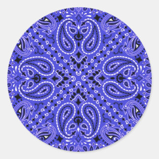 Indigo Blue Paisley Western Bandana Scarf Print Ronde Sticker