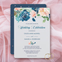 Indigo Blue Peach Rozen Border Weddenschap