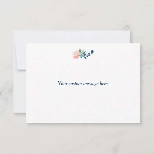 Indigo Blue Peach Rozen Weddenschap Bedankt (Achterkant)