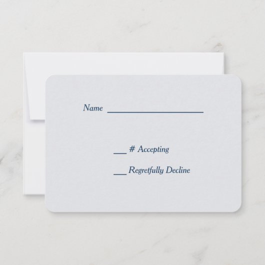 Indigo Blue Peach Rozen Wedding RSVP (Achterkant)