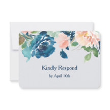 Indigo Blue Peach Rozen Wedding RSVP