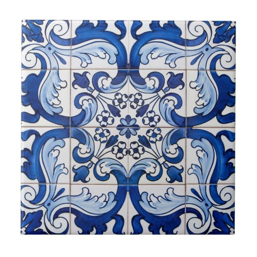 Indigo Blue Portugal Lissabon Azulejo Decoratief Tegeltje (Voorkant)