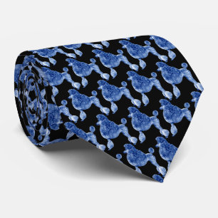 Indigo Blue Posh Poodle Black Stropdas