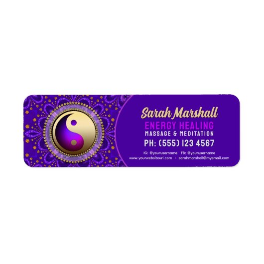 Indigo Blue Purple Gold Angelic Energy Healing Etiket (Voorkant)