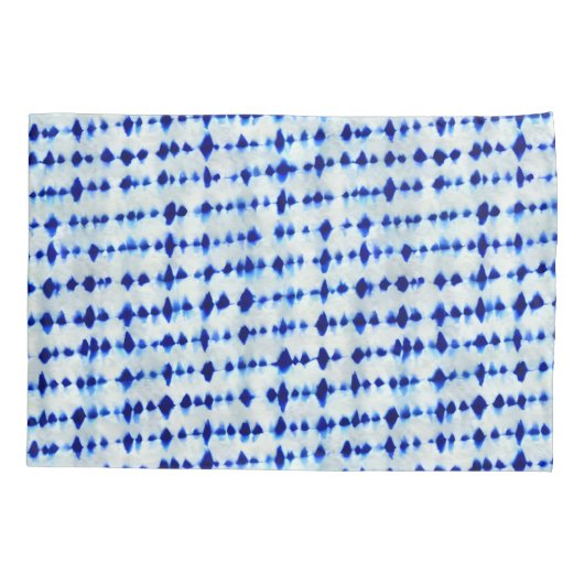 Indigo Blue Shibori Pattern Kussensloop (Achterkant-Links)