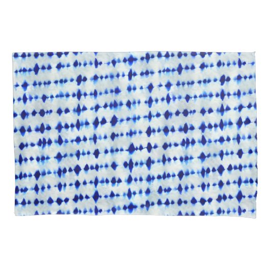 Indigo Blue Shibori Pattern Kussensloop (Voorkant-Links)