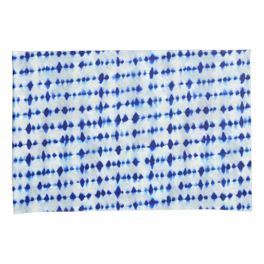 Indigo Blue Shibori Pattern Kussensloop (Voorkant-Rechts)