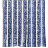 Indigo Blue Shibori Stripes Tie Dye Pattern Douchegordijn (Voorkant)