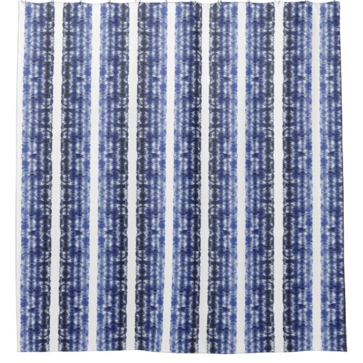 Indigo Blue Shibori Stripes Tie Dye Pattern Douchegordijn (Voorkant)