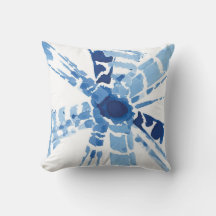 Indigo blue Shibori sunburst waterverf print