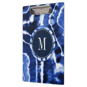 Indigo Blue Shibori Tie Dye Waterverf Monogram Klembord (Links)