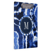 Indigo Blue Shibori Tie Dye Waterverf Monogram Klembord (Rechts)