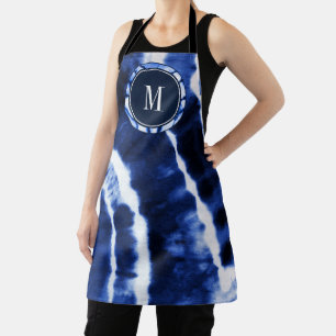 Indigo Blue Shibori Tie Dye Waterverf Monogram Schort