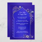 Indigo Blue Silver Henna na Weddenschap Kaart (Voorkant / Achterkant)