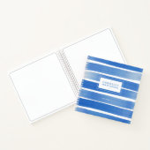 Indigo Blue Sketchbook Abstract Stripe Eigen naam Notitieboek (Binnen)