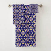 Indigo Blue Spain Mediterranean Tile Pattern Bad Handdoek (Insitu)