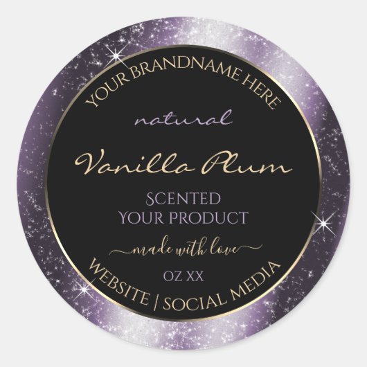 Indigo Blue Sparkle Glitter Lijst Productlabel Ronde Sticker (Voorkant)