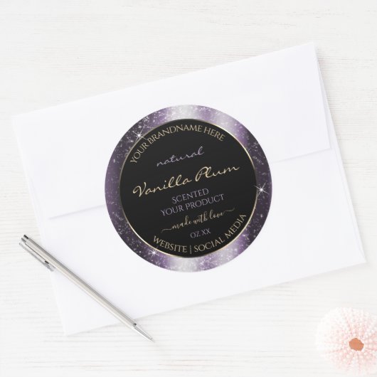 Indigo Blue Sparkle Glitter Lijst Productlabel Ronde Sticker (Envelop)