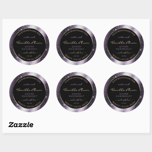Indigo Blue Sparkle Glitter Lijst Productlabel Ronde Sticker (Vel)