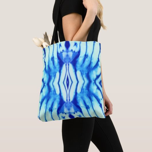 Indigo Blue Tie Dye Canvas tas (Dichtbij)