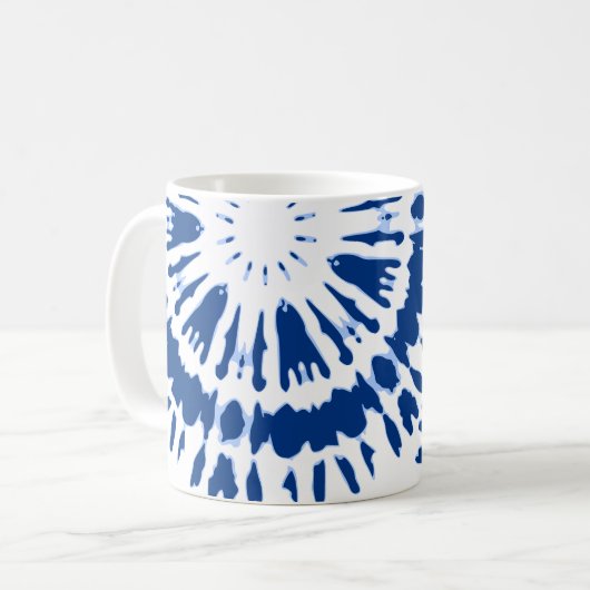 Indigo Blue Tie Dye Coffee Mok (Voorkant links)