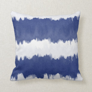 Indigo Blue Tie Dye Shibori Stripe Kussen