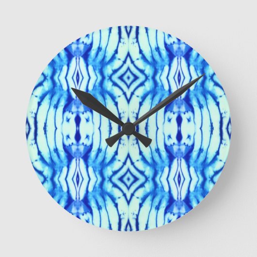 Indigo Blue Tie Dye Wall klok (Voorkant)