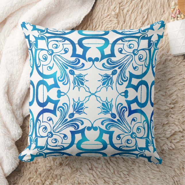 Indigo blue tile pattern kussen (Deken)