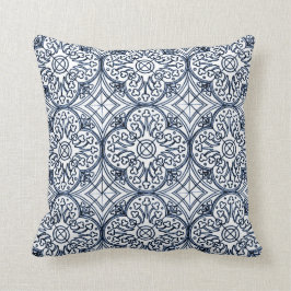 Indigo Blue Tile Pattern Pillow Kussen