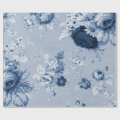 Indigo Blue Tone  Floral Toile Fabric No.5 Cadeaupapier (Vlak)