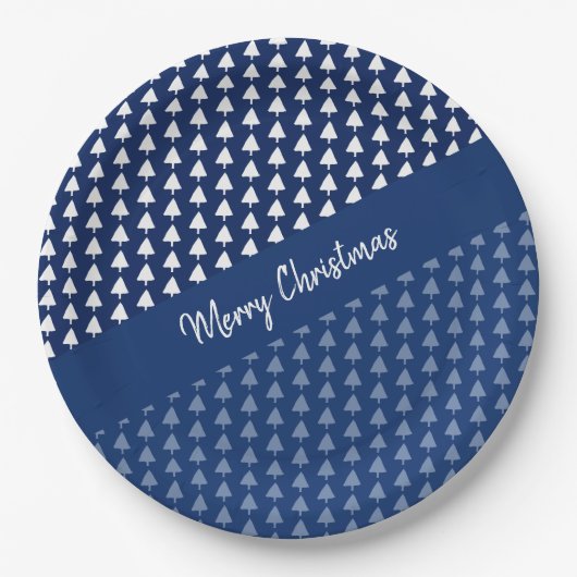 Indigo Blue Tree Waterverf Kunst Papieren Bordje (Voorkant)