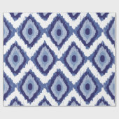 Indigo Blue Tribal Ikat Diamond White Chevron Cadeaupapier (Vlak)