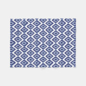 Indigo Blue Tribal Ikat Diamond White Chevron Fleece Deken (Voorkant (Horizontaal))
