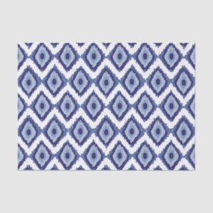Indigo Blue Tribal Ikat Diamond White Chevron Tissuepapier