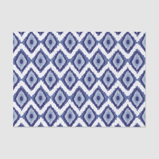 Indigo Blue Tribal Ikat Diamond White Chevron Tissuepapier (Voorkant)