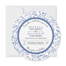 Indigo blue vertrekt patroon moderne bloembruiloft