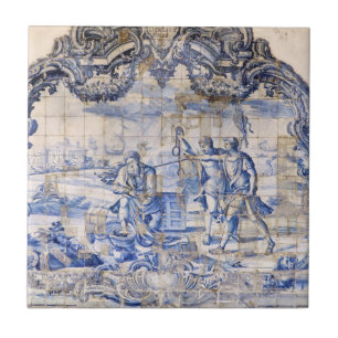 Indigo Blue Vintage Azulejo Antiek Shabby Chic Tegeltje