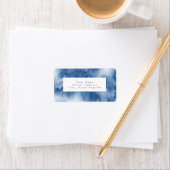 Indigo Blue Waterverf Abstract Etiket (Insitu)