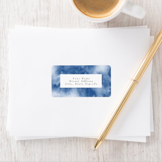 Indigo Blue Waterverf Abstract Etiket (Insitu)