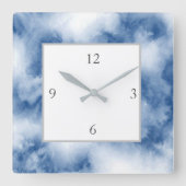 Indigo Blue Waterverf Abstract Vierkante Klok (Voorkant)