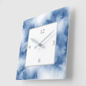 Indigo Blue Waterverf Abstract Vierkante Klok (Hoek)