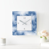 Indigo Blue Waterverf Abstract Vierkante Klok (Huis)
