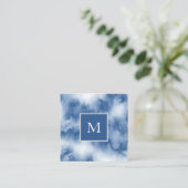 Indigo Blue Waterverf Abstract Vierkante Visitekaartje (Staand voorkant)