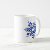 Indigo Blue Waterverf Abstracte Snowflake Koffiemok (Voorkant rechts)