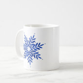 Indigo Blue Waterverf Abstracte Snowflake Koffiemok (Voorkant links)