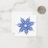 Indigo Blue Waterverf Abstracte Snowflake Notitiekaartje (Voorkant / Achterkant in situ)