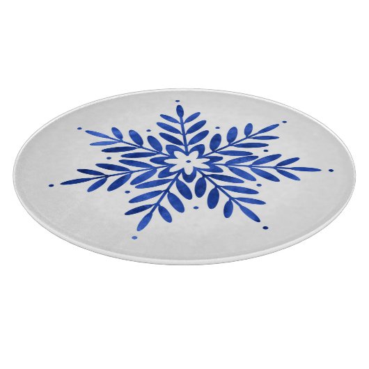 Indigo Blue Waterverf Abstracte Snowflake Snijplank (Hoek)