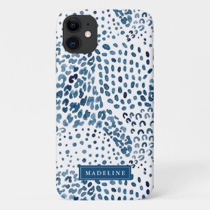 Indigo Blue Waterverf Animal Print Patroon Case-Mate iPhone Case