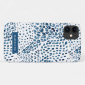 Indigo Blue Waterverf Animal Print Pattern Case-Mate iPhone Case (Achterkant (horizontaal))